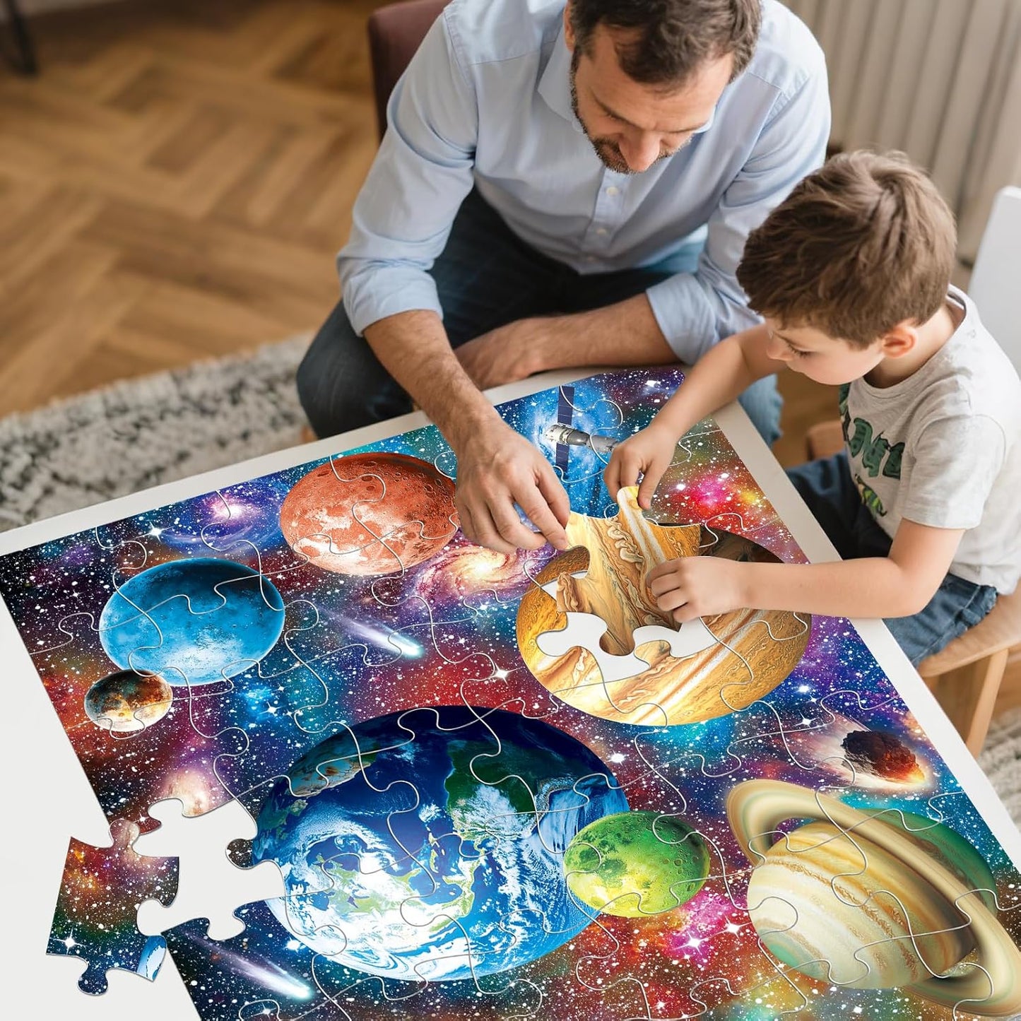 Jumbo Floor Puzzle for Kids,World Map Jigsaw Geography Puzzles,48 Piece Globe Atlas Puzzle with Continents,United States Puzzle for Ages 3-5,Preschool Learning Toys Easter Gift for 4-8 Years Old