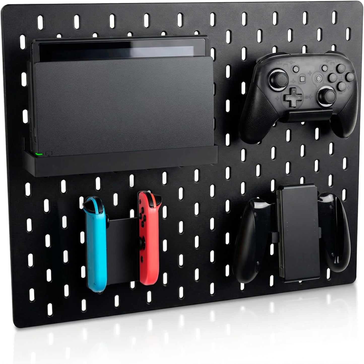 Pegboard Storage Set compatible with Switch 2, Switch Pro/PRO 2 controller stand and Console Dock stand, Joycon Holder for SKADIS | 4PCS | Black