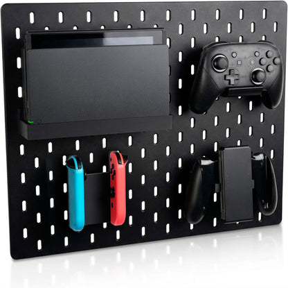 Pegboard Storage Set compatible with Switch 2, Switch Pro/PRO 2 controller stand and Console Dock stand, Joycon Holder for SKADIS | 4PCS | Black