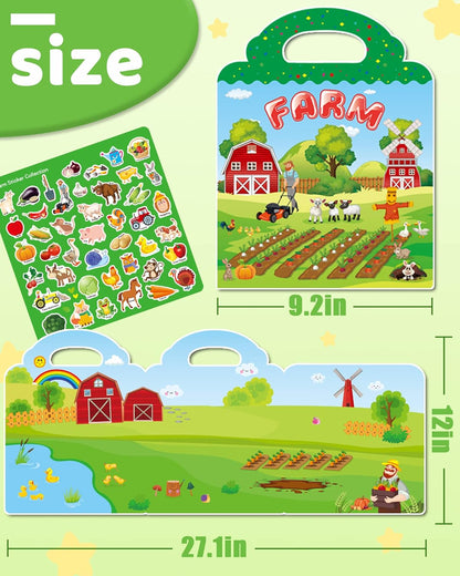 Benresive Reusable Sticker Books for Toddlers, Fun Travel Stickers for Kids, Toddler Sticker Book, Crafts Activities for Toddlers, 3 and Up Birthady Gifts - Vehicle