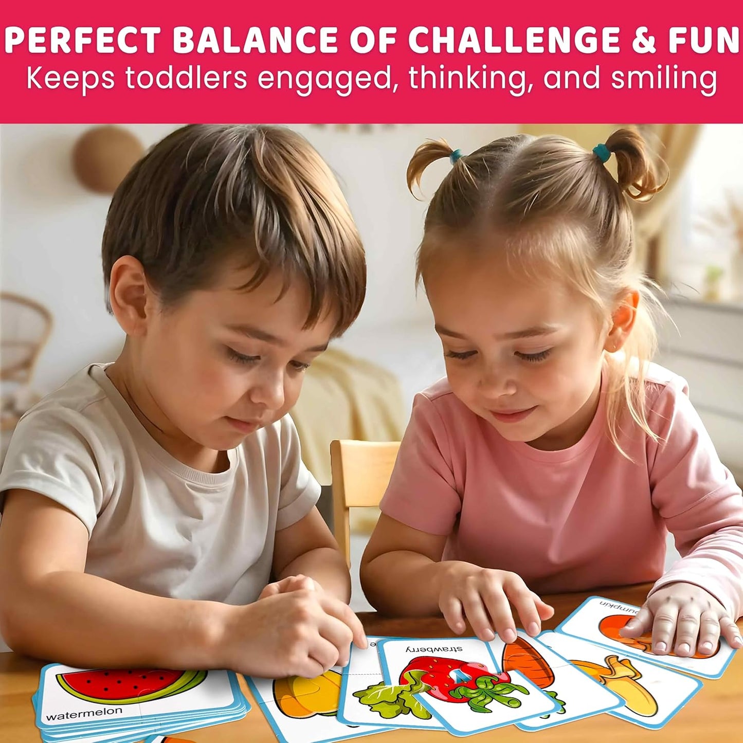 QUOKKA Toddler Puzzles Ages 2-4 – 100% Self-Correcting 16 Matching Pairs of Wood Animals – Educational Toddler Puzzles Ages 1-3 with 32 Pieces - Memory Matching Games for 3-5 Years Old Boys and Girls