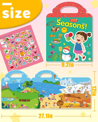 Benresive Reusable Sticker Books for Toddlers, Fun Travel Stickers for Kids, Toddler Sticker Book, Crafts Activities for Toddlers, 3 and Up Birthady Gifts - Vehicle
