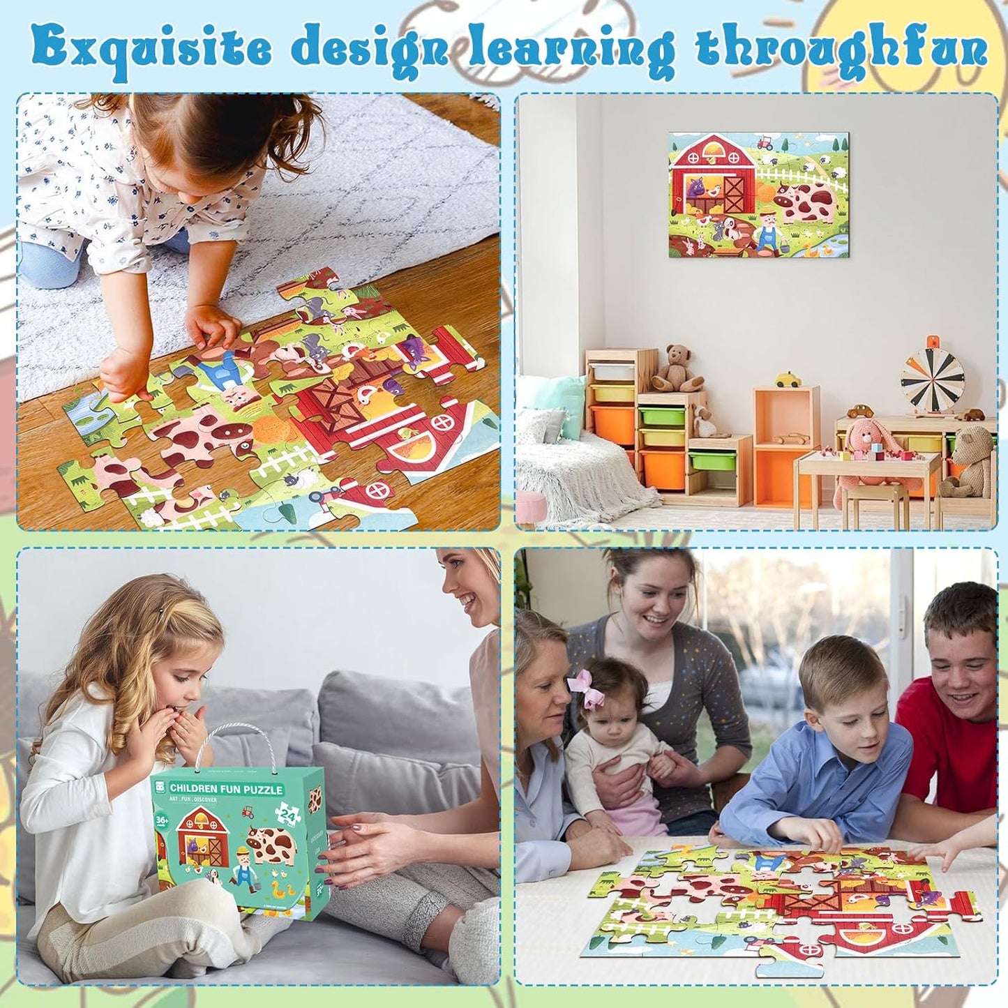 Jumbo Floor Puzzle for Kids, Large Jigsaw Puzzles 24 Piece for Kids Ages 3-5,Preschool Learning & Education Toys, Gifts for 4-8 Year Old Boys and Girls (Jungle Animals)