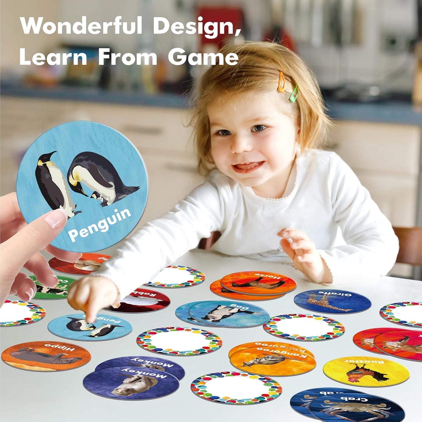 Hebayy 72 PCS Memory Matching Game, Real Animal Matching Cards for Toddlers 36 Pairs Memory Cards for Preschool 4 5 6 Years Old