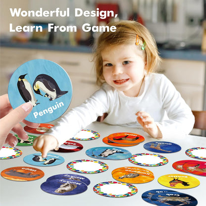 Hebayy 72 PCS Memory Matching Game, Real Animal Matching Cards for Toddlers 36 Pairs Memory Cards for Preschool 4 5 6 Years Old