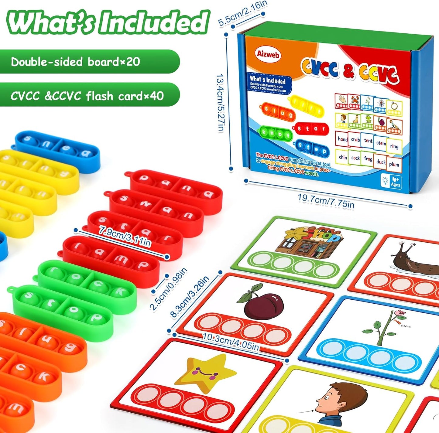 Aizweb Sentence Building,CVCC & CCVC Word Game,Sight Word Phonics Games for Kindergarten 1st Grade Classroom Must Haves,Montessori Reading Learning Games,Speech Therapy Special Education Manipulative
