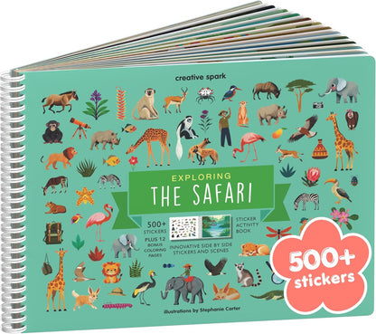 Animals Habitat 500+ Kids Sticker Book by Cupkin Toddler Airplane Travel Activity Coloring and Sticker Book, Road Trip Essentials, 12 Coloring Pages + 12 Scenes for Ages 2–8 Years - Colors A