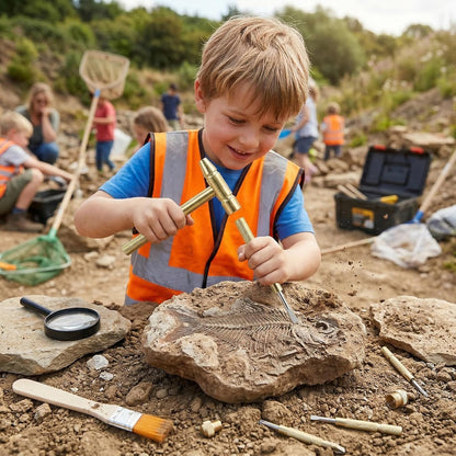 1 Set Dinosaur Dig Tools Kit: Archaeological Excavation Tool Set with Mini Hammer Chisel Brush Scraper Kit