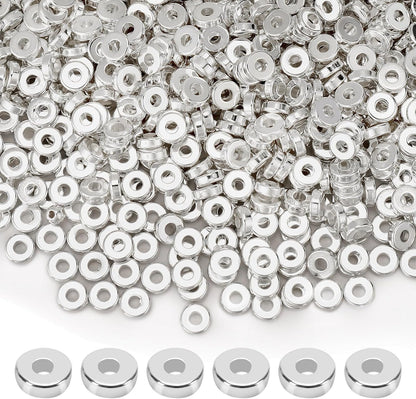1500pcs 6mm Flat Round Spacer Beads Disc Loose Jewelry Making Beads for DIY Bracelet Necklace Earring Craft Supplies, Gold & Silver