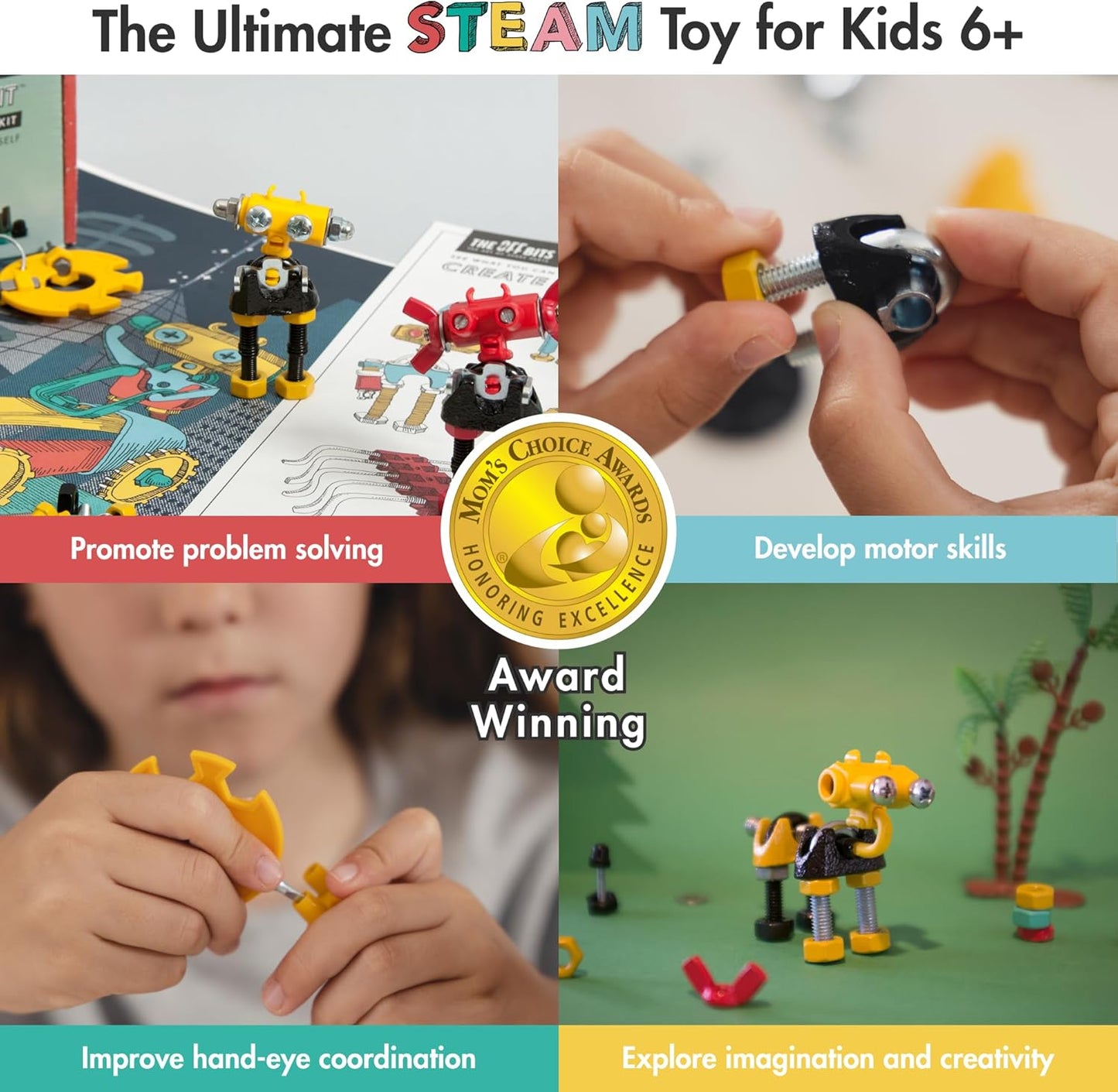 The Off Bits CareBit Build Your Own Robot Toy Construction Set, Educational Gift STEM Activities Learning Kit, Creative Build and Play Model Kit Steam Toys for 6 7 8 9 10+ Year Old Boys & Girls