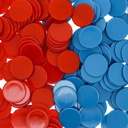 50-Piece Reversible Counting Chips Set with Storage Box, Red & Blue Plastic Math Manipulatives for Hands-On Learning