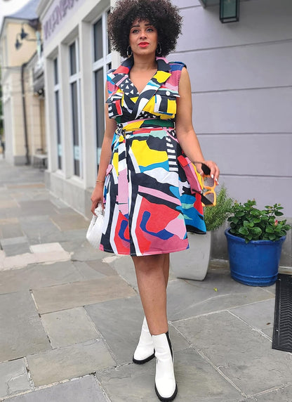 Know Me Misses' and Women's Color Block Wrap Dress Sewing Pattern Packet by Keechii B Style, Design Code ME2020, Sizes 30W-32W-34W-36W-38W