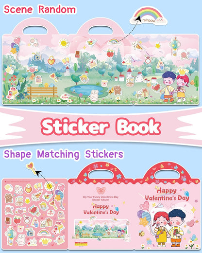 Benresive Reusable Sticker Books for Toddlers, Fun Travel Stickers for Kids, Toddler Sticker Book, Crafts Activities for Toddlers, 3 and Up Birthady Gifts - Vehicle