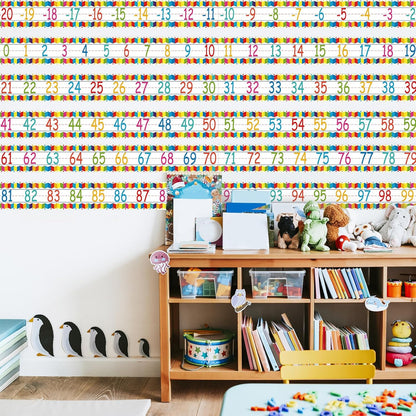 12 Pieces Number Line Bulletin Board Border Rainbow Number Border Poster -20 to 100 Number Line Strips Bulletin Board Decorations Set for Math Classes Preschool Elementary Classroom Wall Decor