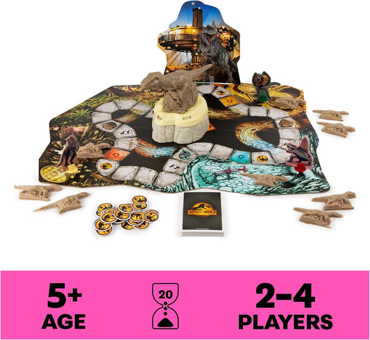 Spin Master Games, Jurassic World Dominion, Stomp N’ Smash Board Game with Kinetic Sand, Jurassic Park Sensory Dinosaur Toy, Creative Kids Activity, 2-4 Players, for Ages 5 & Up