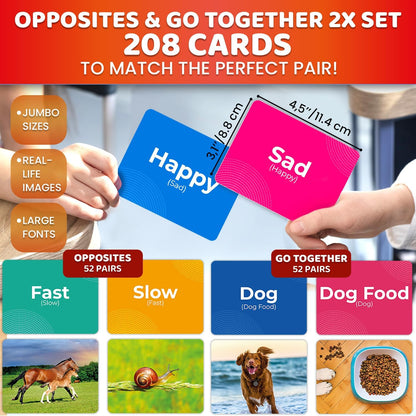 QUOKKA 104 Noun Flash Cards Set – Kids and Adults Vocabulary Builder for ABA Therapy, Early Childhood Education, and ESL Teaching – Picture Cards for Speech Therapy and Vocabulary Building Activities