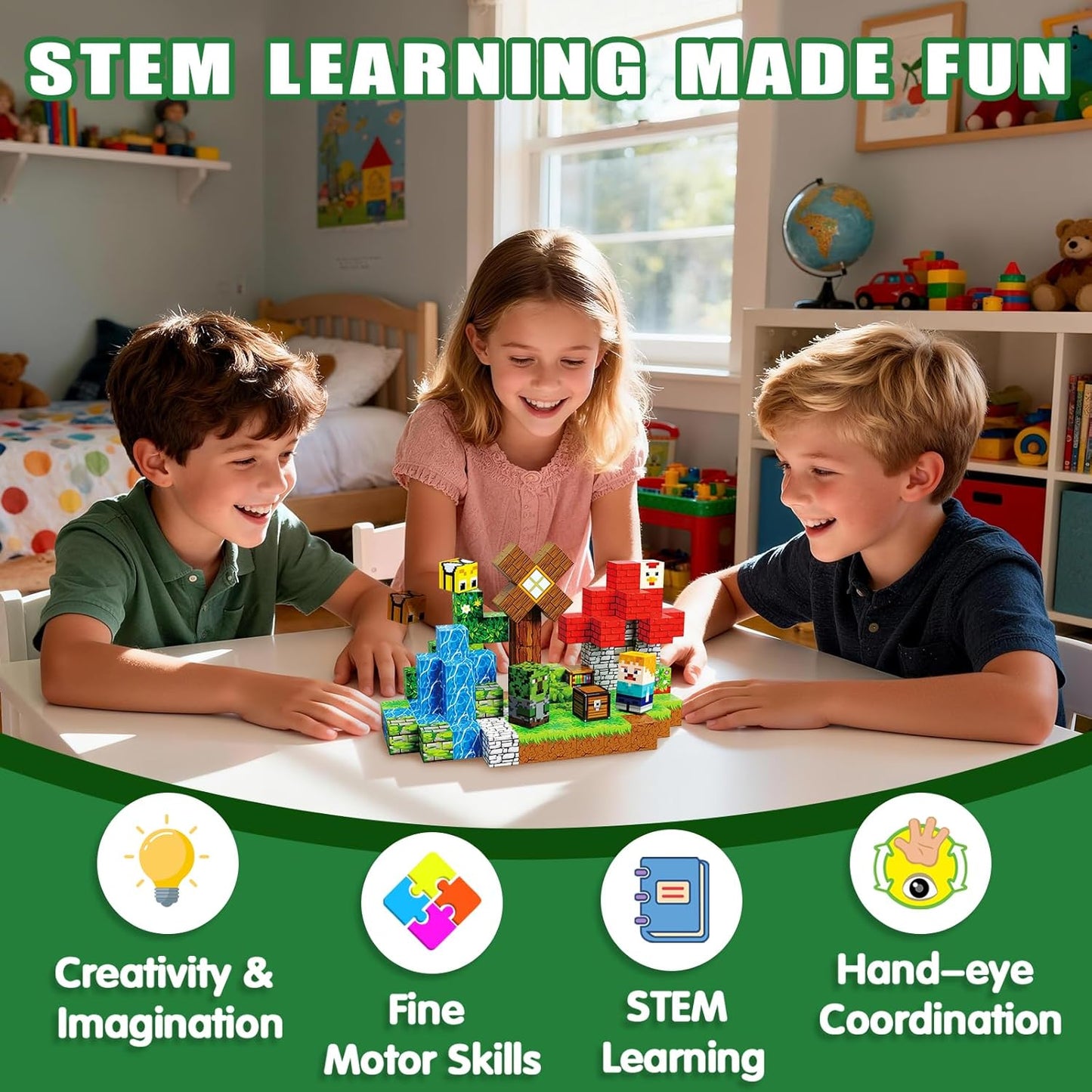 Magnetic Blocks Toys for Kids, 100 PCS Building Blocks Cubes, Stacking Magnetic Tiles Toys for Kids Toddlers Boys Girls Ages 3 4 5 6 7 8-12 Birthday Gifts Party Supplies (Underworld)