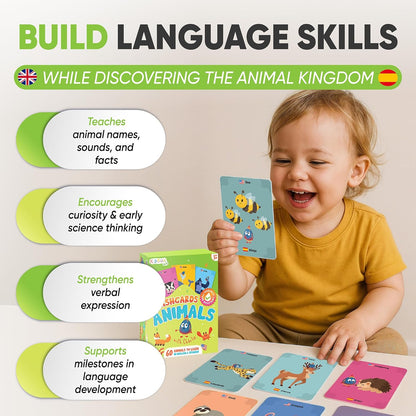 Kidrox Squad Alphabet Flashcards for Kids – 26 Slide-Reveal Cards in English & Spanish | Magic Pull-Tab Bilingual Learning Game for Toddlers & Preschoolers Age 3+