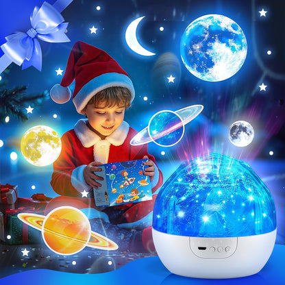 Solar System for Kids Projector Night Light, 360°Rotating+5 Films Planet Space Projector for Bedroom, Bright Night Light for Boys Room, Space Toys for Kids 3-5, Solar System Planet Toys for Boy Gifts