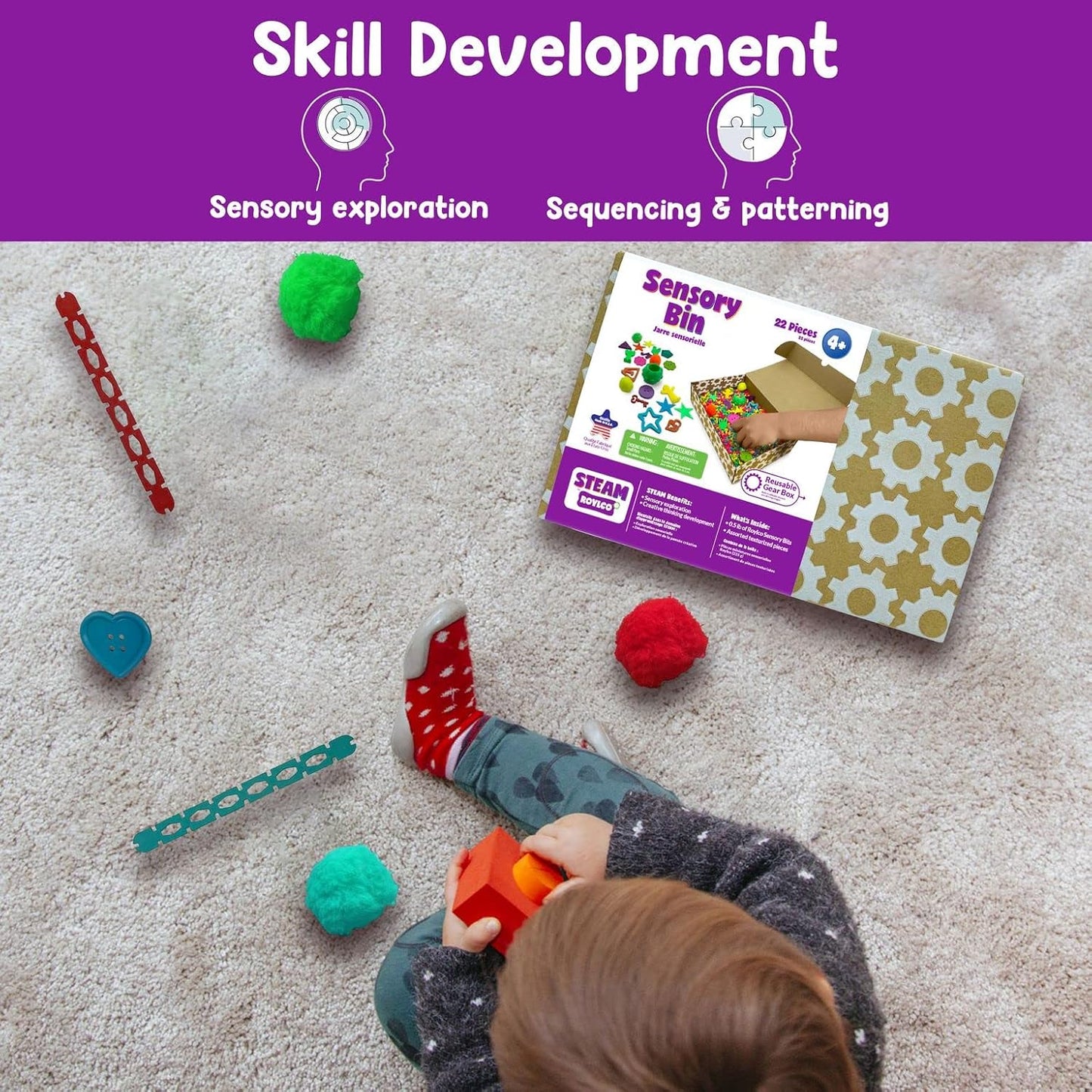 Roylco STEAM Sensory Bin - Table Top Sensory Kit - Sensory Bin to Boost Up Fine Motor Skills - Learning Toy for Kids