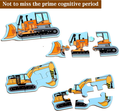 Magnetic Puzzles for Kids Ages 1-3, Travel Toddler Puzzles Ages 2-4 Year, Excavator Refrigerator Magnet for Kids Learning Gift for Road Trip
