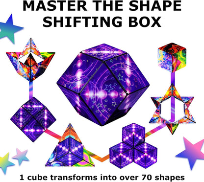Shashibo Shape Shifting Box - Award-Winning STEM Fidget Toy with Ultra Strong Magnets - Puzzle Cube Transforms Into 100+ Shapes, Perfect Sensory Gift for Kids, Teens, and Adults (Cosmos)