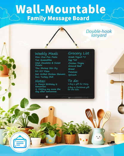 Magnetic LCD Writing Tablet for Fridge, 13 Inch Writing Tablet for Kids, Toddler Drawing Pad, Learning Toys for Boys Girls Ages 3.4.5.6.7.8, Writing Board for to-Do Lists and Family Messages (Blue)