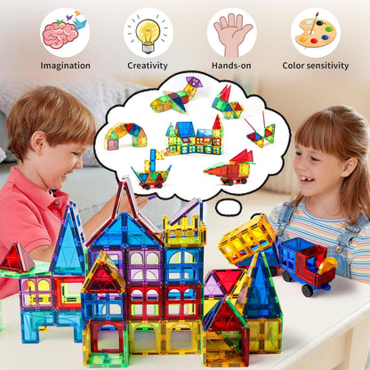 MAGBLOCK 85Pcs Marble Run Magnetic Tiles Toy Building Blocks STEM Educational Child Brain Development Kit Magnet Construction Toys for Boys Girls Kids Age 5 6 7+ Years Old