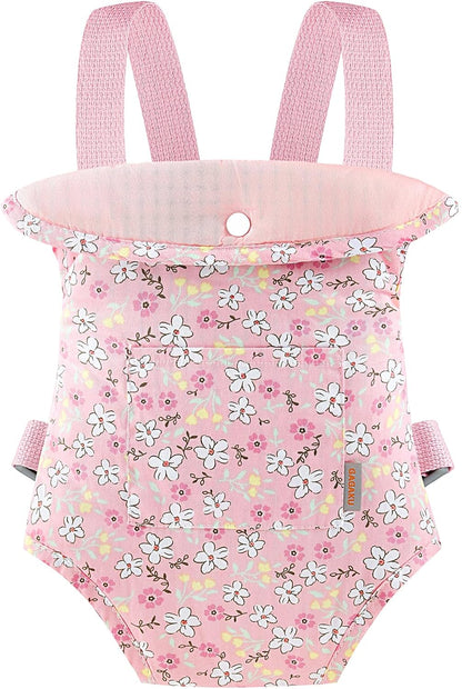 GAGAKU Baby Doll Carrier for Little Girls, Reborn Doll Accessories for Toddlers 3+ Years Old, Kids Toy Baby Dolls Sling Carrier - Pink - Moonflower