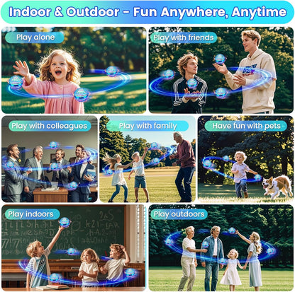 Flying Orb Ball Toy, 2026 Upgrade Hand Controlled Hover Ball with LED Lights,360° Rotating Boomerang Globe Cool Mini Drone, Ideal Birthday&Christmas Gift for Boys Girls-Blue & Purple