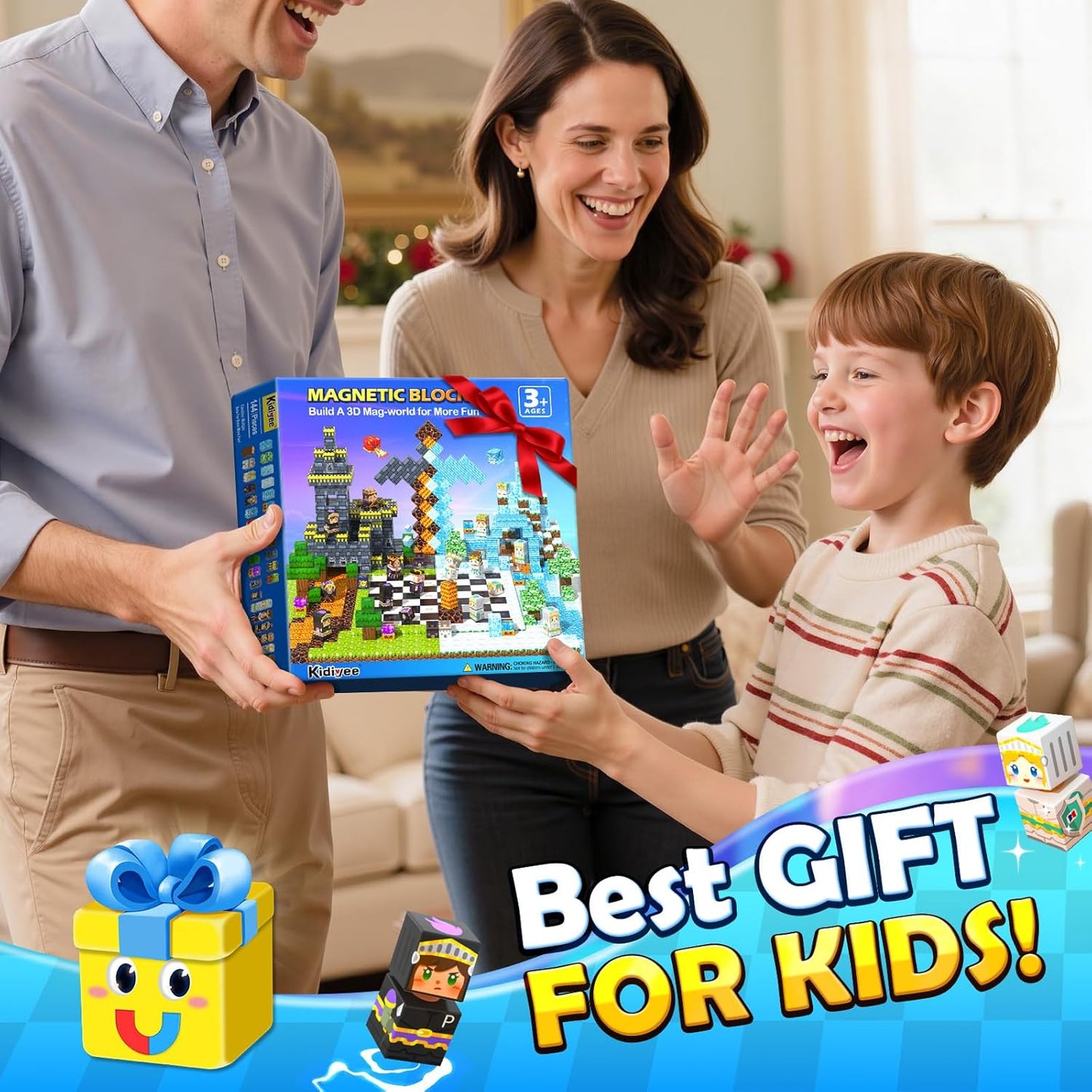 Magnetic Blocks, Build Mine Magnet World Forest Farm Edition, Magnetic Building Blocks for Kids Ages 4-6 6-8 8-12, Sensory STEM Toys for Boys & Girls