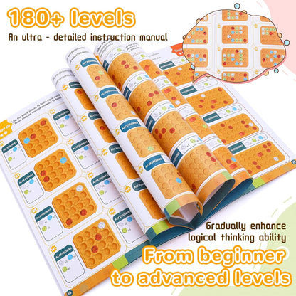STEM Logic Road Builder Toys: Board Games Toys for 5 Year Old Kids, Montessori Brain Teaser Puzzles Educational Learning Activities Toy for Kid Ages 3 4 6-8 12 Boys Girls Gifts (Orange 32PCS)