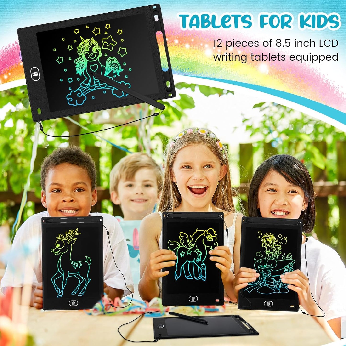 Tinlade 12 Pack LCD Writing Tablets for Kids Party Favors Games, 8.5 Inch Educational Learning Bulk Toys Gifts Erasable Doodle Boards Portable Electronic Drawing Pads for Toddlers 4-8 School Birthday