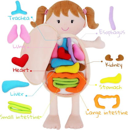 June Garden 16" Dressy Friends Bunnie - Educational Stuffed Plush Doll for Kids and Toddlers 2 Years and Up - Montessori Soft Toy Doll