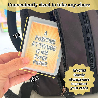 Growth Mindset Positive Affirmation Cards, 54 Affirmations, 150+ Inspiring Questions, Glossy Coated Cards with Storage Box, Meaningful Gift, Loved by Teachers, Therapists and Parents