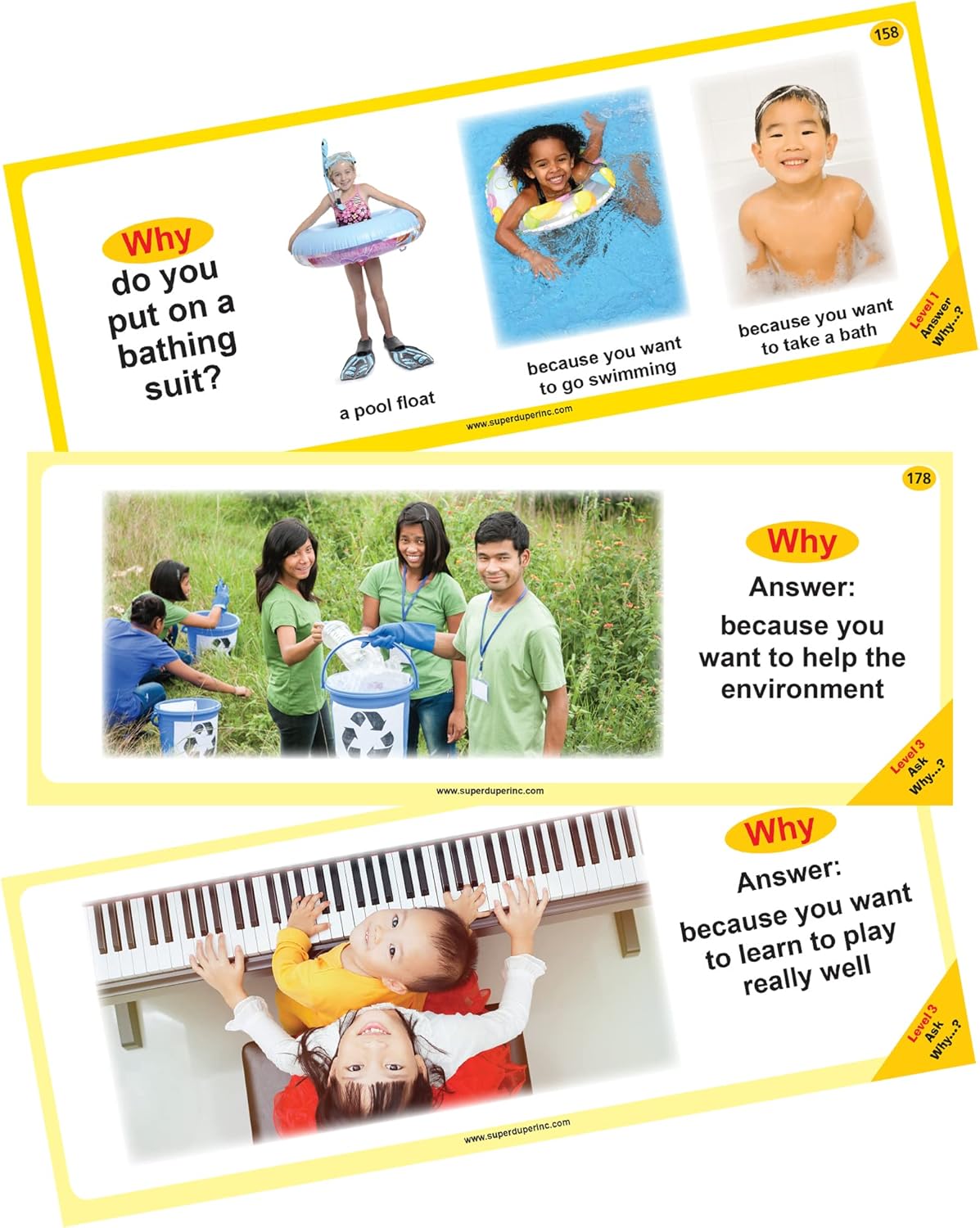 Super Duper Publications | WH Questions Skill Strips® Photo Cards | Educational Learning Resource for Children | Practice Expressive and Receptive Language Skills