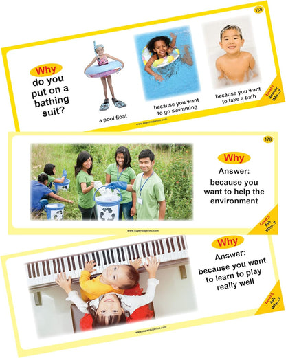 Super Duper Publications | WH Questions Skill Strips® Photo Cards | Educational Learning Resource for Children | Practice Expressive and Receptive Language Skills