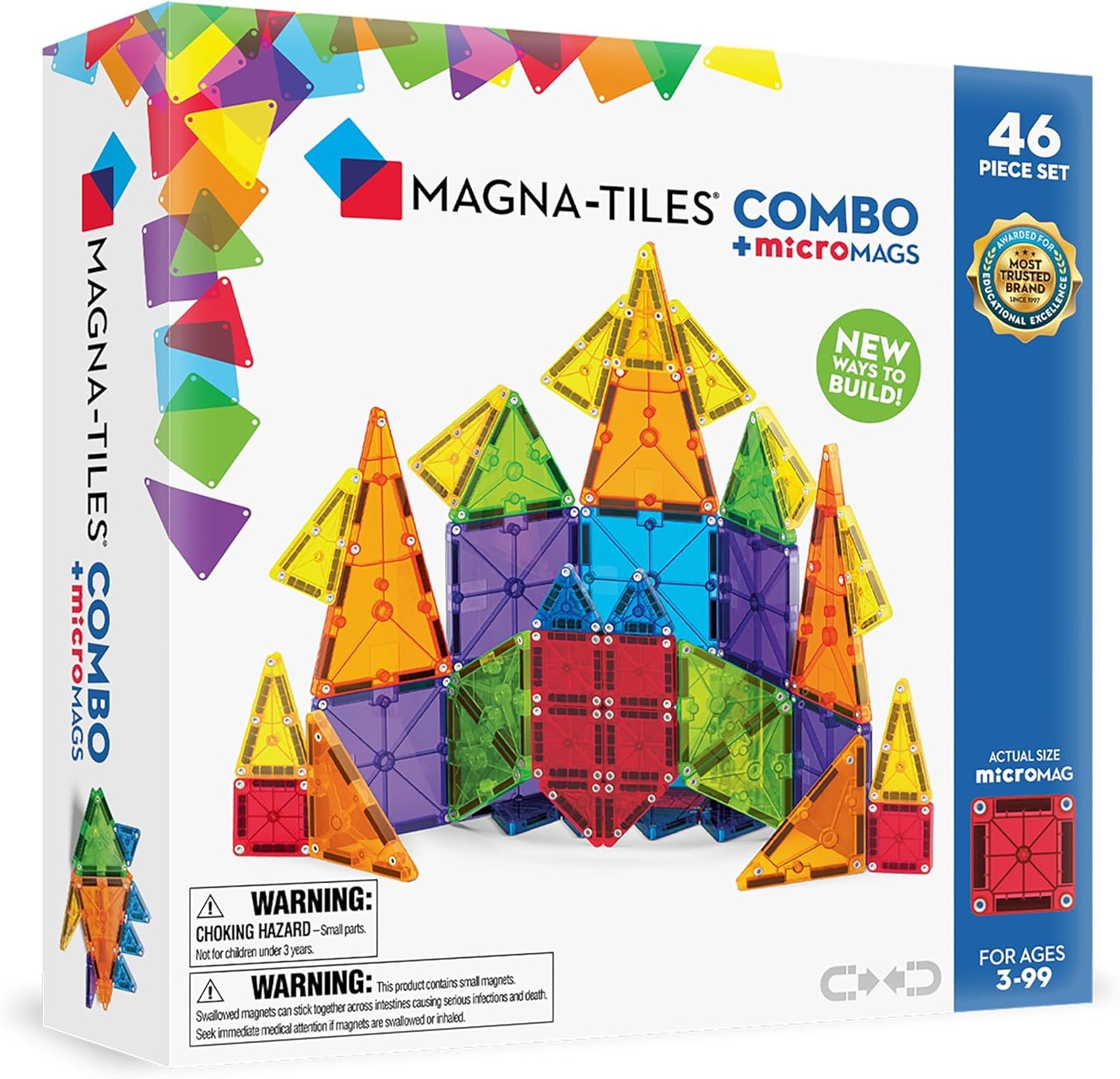 Magna-Tiles Combo 62-Piece Magnetic Construction Set, The Original Magnetic Building Brand