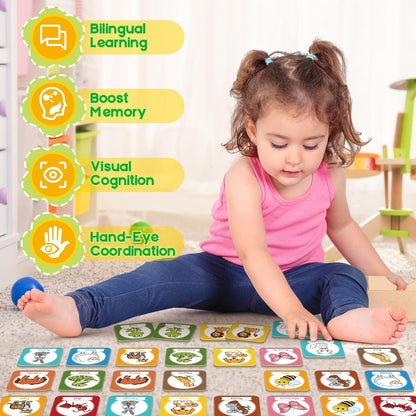 Edulok Memory Card Game, Toddler Match Game, Learn Spanish for Kids, Bilingual Flash Cards, Learning Toys for 4 Year Old, Preschool Learning Activities, Homeschool Supplies, Kindergarten Toys