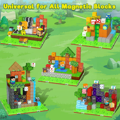Annexfun Magnetic Blocks Base Plate,4PCS Magnetic Cubes Base-Plate for Magnetic Building Blocks Placing(4" x 4")，STEM Toys for Kids 3-10 Years Old,Perfect for Home Classroom Birthday Gifts