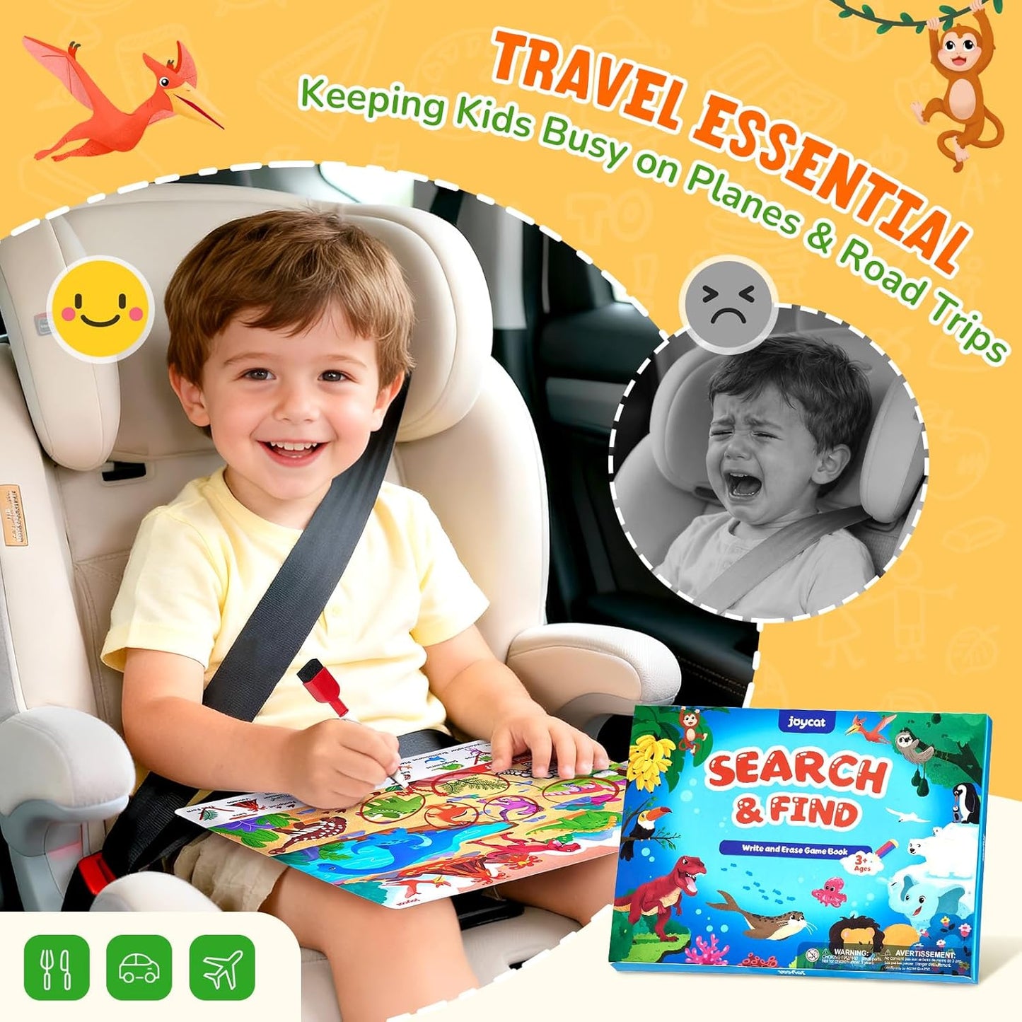 JoyCat Search and Find Activity Books, Animal Preschool Learning Activities for Toddlers & Kids, Travel Toys for Road Trip Car and Airplane, Busy Toy, Educational Game Gifts for Boys Girls Ages 3-5