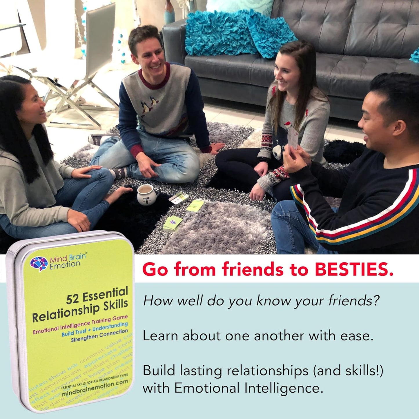 Mind Brain Emotion 52 Essential Conversations for Home, Therapy, Speech, School Classroom - Conversation Cards for Kids, Family, Teacher & Counselor to Build Growth Mindset & Communication Skills