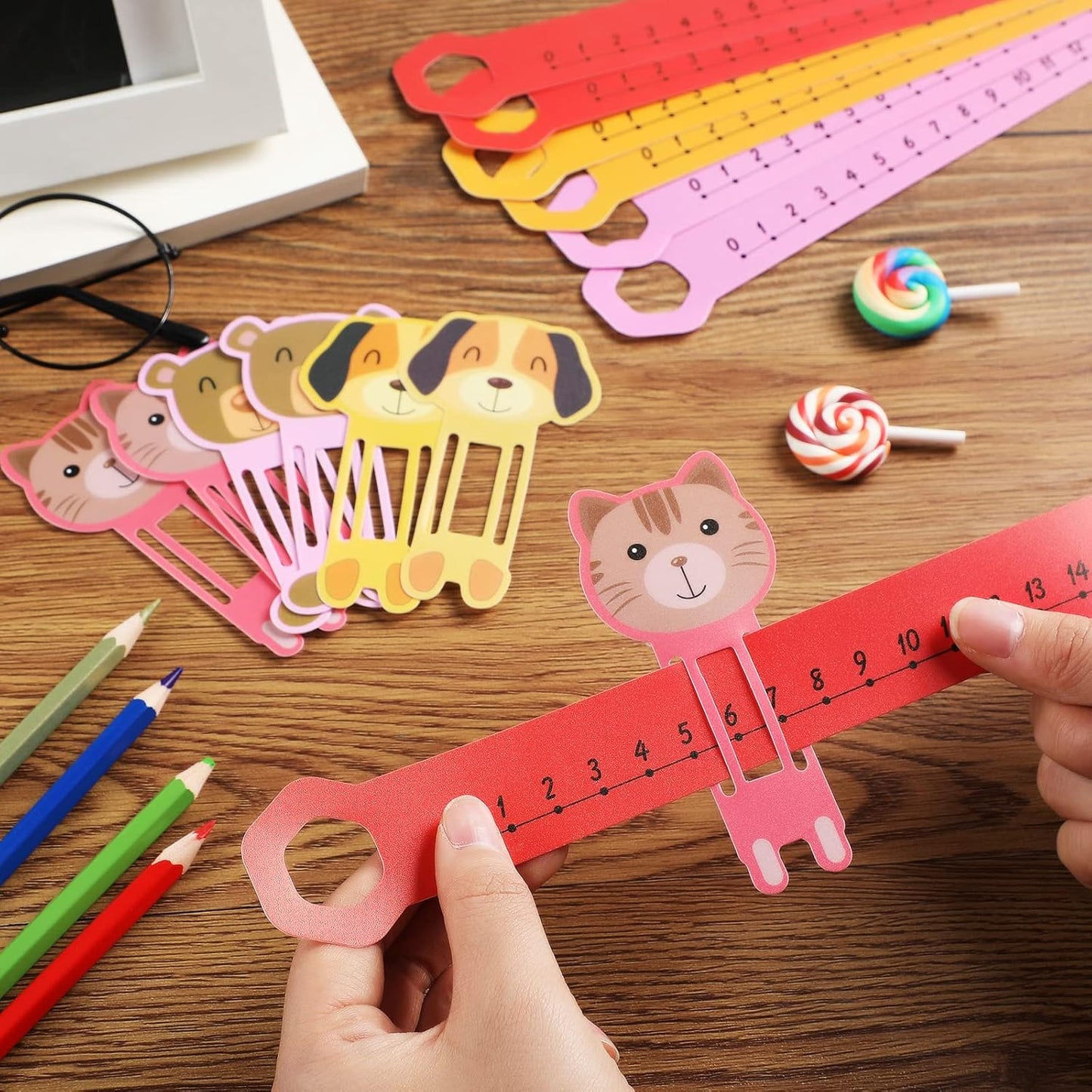 Eersida 24 Pcs Slide and Learn Number Lines 0 to 30 PVC Math Number Line for Student Animal Positive Integers Slide Rules Childhood Education Materials for School,16.5 x 1.5 Inch(Bright Colors)