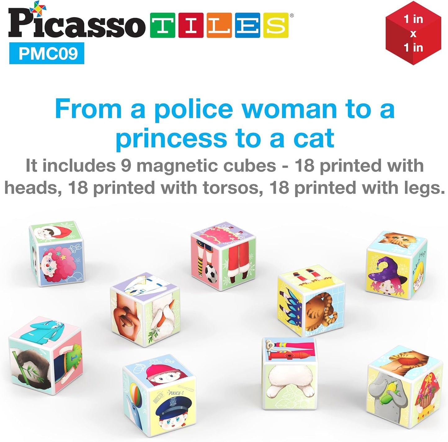PicassoTiles Magnetic Cube Puzzle 7-in-1 Dinosaur Theme Pattern Magnet Mix Match Building Cubes Toy Set Kids Ages 3 & Up Preschool Children Promote Problem Solving Skills PMC10