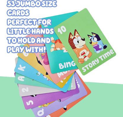 Bluey 5-in-1 Card Game Set, Jumbo-Sized 53-Deck Toddler Game, Multi-Color Interactive Play Card Games for Kids of Ages 3+