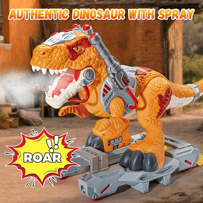 Kids Electric Dinosaur Ride On Toys, Toddler Ride On Cars with Music, Light & Smoke, Preschool Kids Scooter Foot-to-Floor Walker, Toddler Electric Car Toy Chrismas Birthday Gifts Indoor Outdoor,Yellow