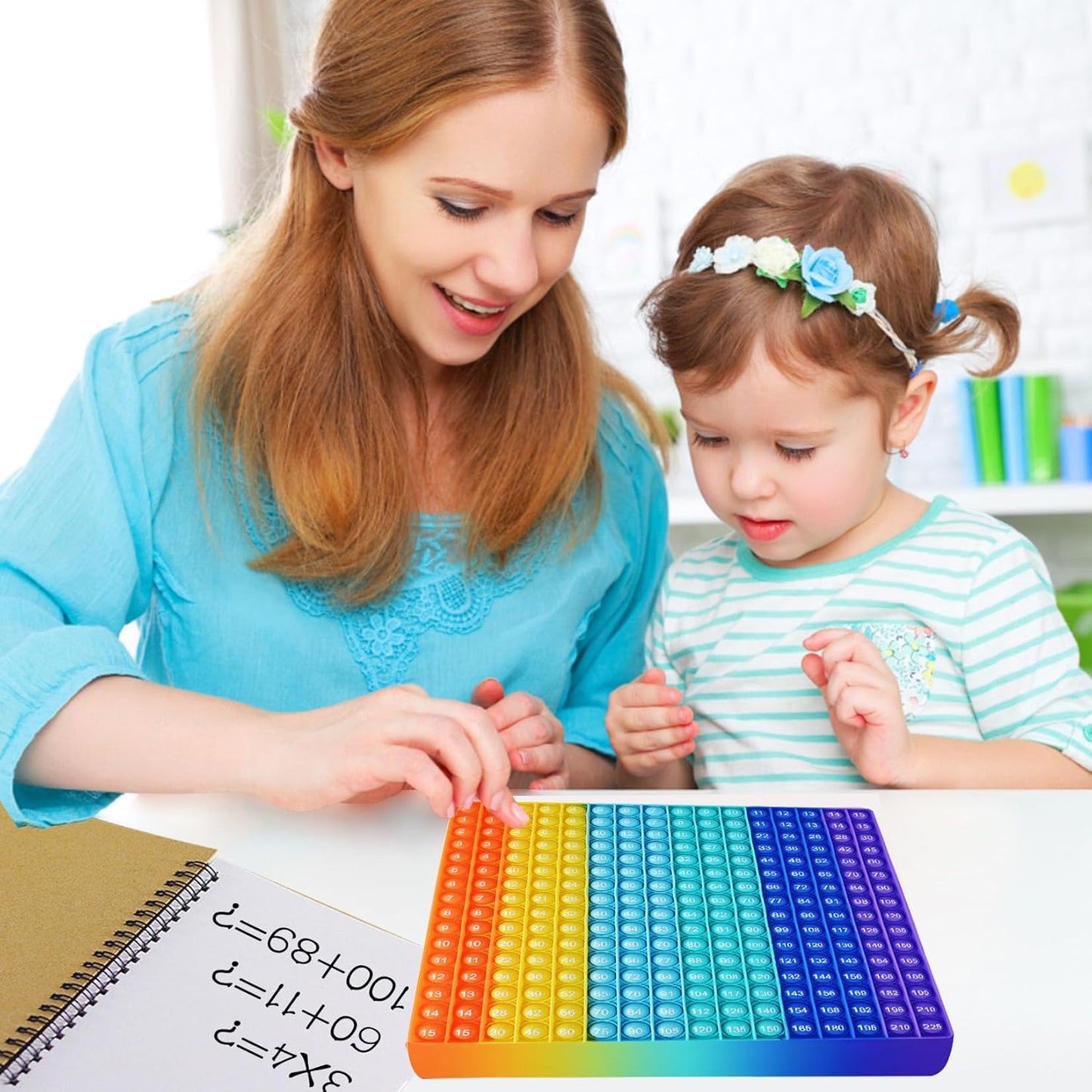 Rainbow Multiplication Table Game Learning Board, 9x9 Educational mathSTEM Sensory Math Toy, Classroom & Homeschool Learning Game, Multiplication Flash Cards Table Chart for Kids