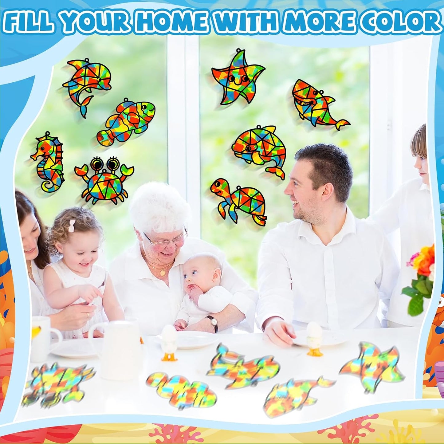 Lonfliness 32 Sets Solar System Suncatchers Crafts Kit DIY Outer Space Window Stained Glass Effect Paper Planet Home School Classroom Decoration Art Craft Creative Activity Project Gift Favor