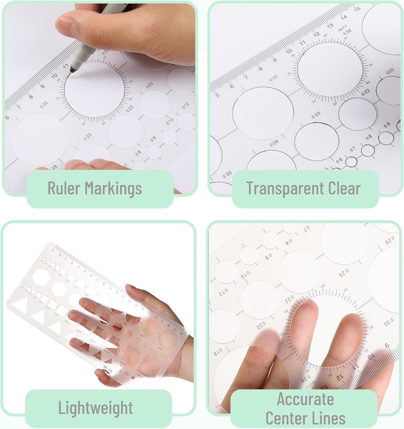 Mr. Pen Circle Templates - Large & Small Sizes, Circle Stencil & Ruler for Drafting & Drawing