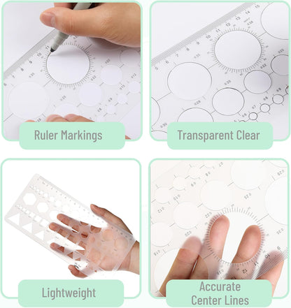 Mr. Pen Circle Templates - Large & Small Sizes, Circle Stencil & Ruler for Drafting & Drawing